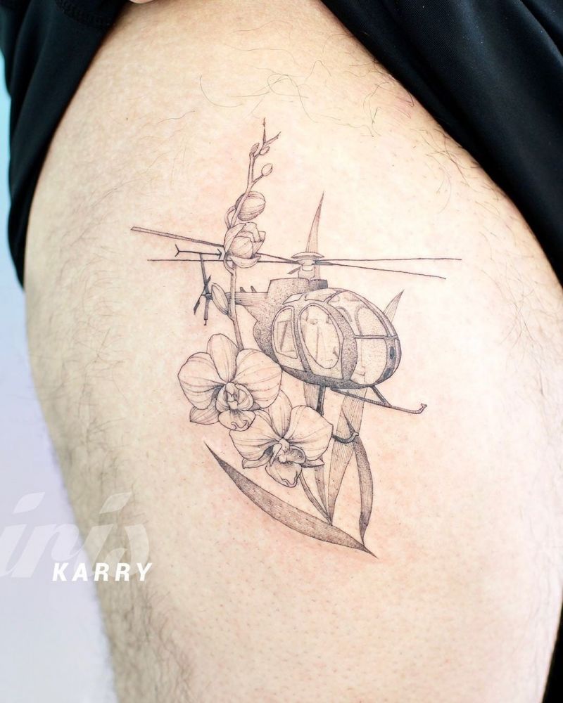 30 Pretty Helicopter Tattoos to Inspire You