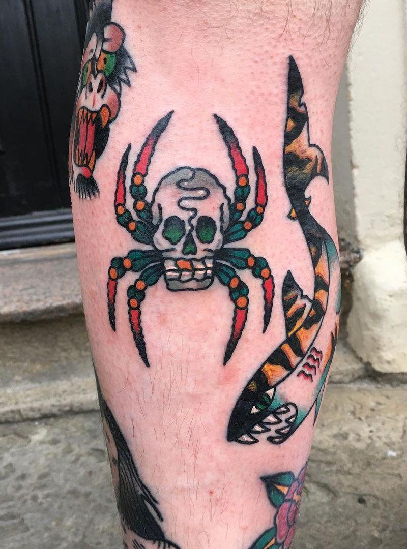 30 Pretty Skull Spider Tattoos You Must Try