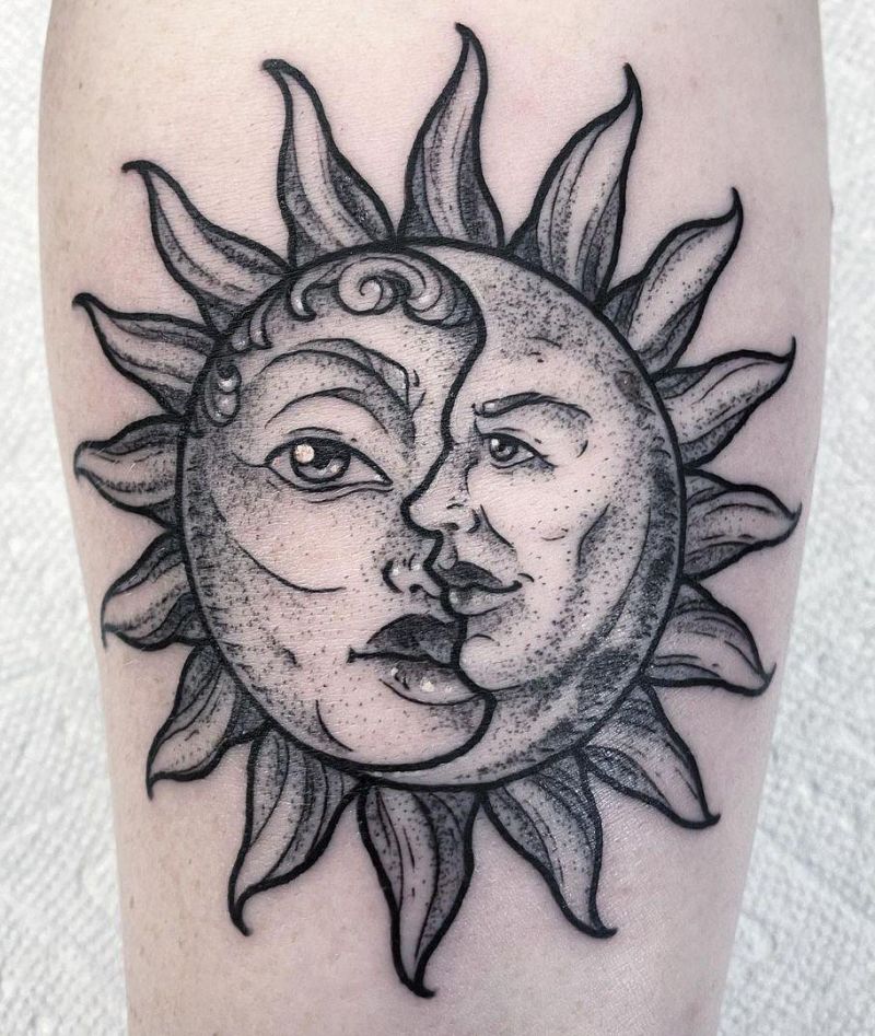 30 Pretty Sun and moon Tattoos Show Your Temperament