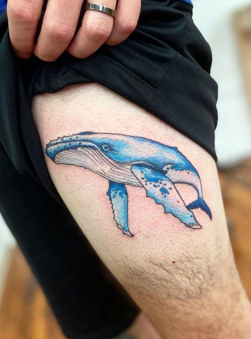 30 Pretty Blue Whale Tattoos You Will Love