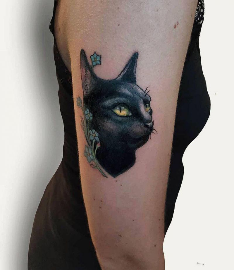 30 Pretty Black Cat Tattoos to Inspire You