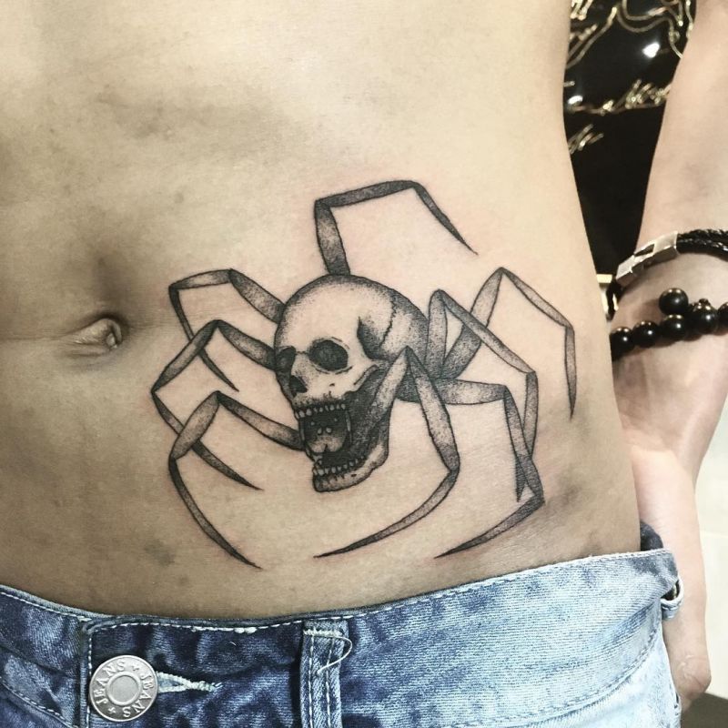 30 Pretty Skull Spider Tattoos You Must Try