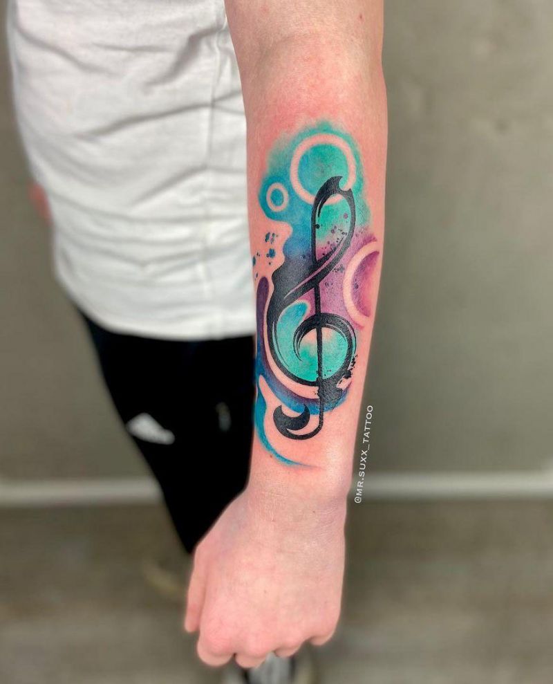 30 Perfect Treble Clef Tattoos Make You Attractive