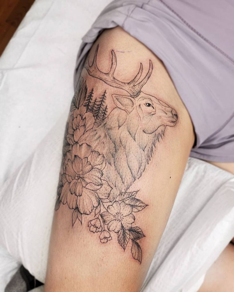 30 Pretty Elk Tattoos Make You Beautiful Forever