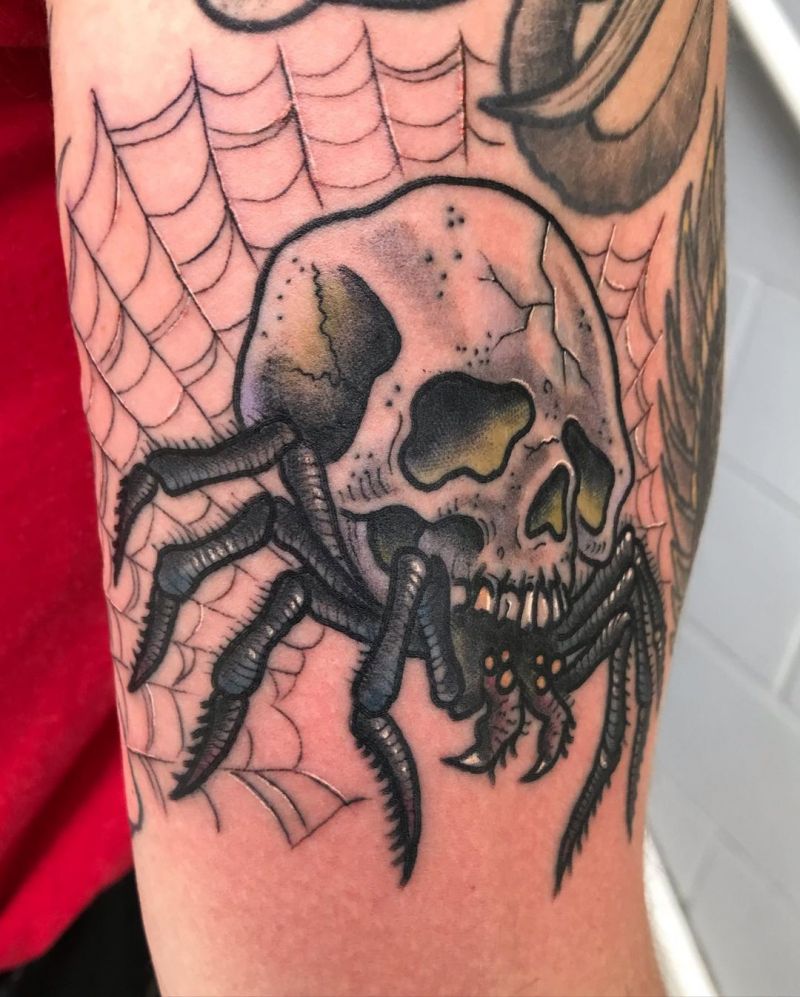 30 Pretty Skull Spider Tattoos You Must Try