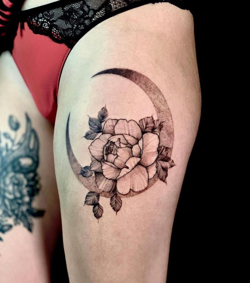 30 Pretty Floral Moon Tattoos Light Up Your Life
