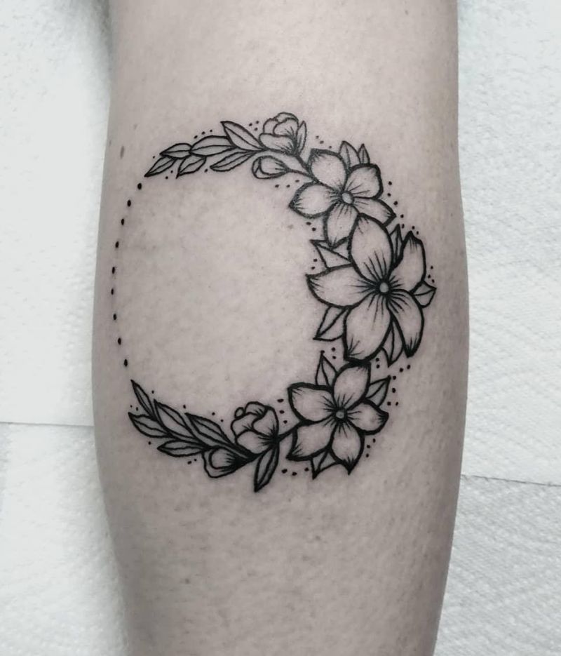 30 Pretty Floral Moon Tattoos Light Up Your Life