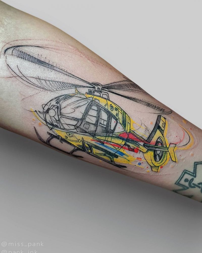 30 Pretty Helicopter Tattoos to Inspire You