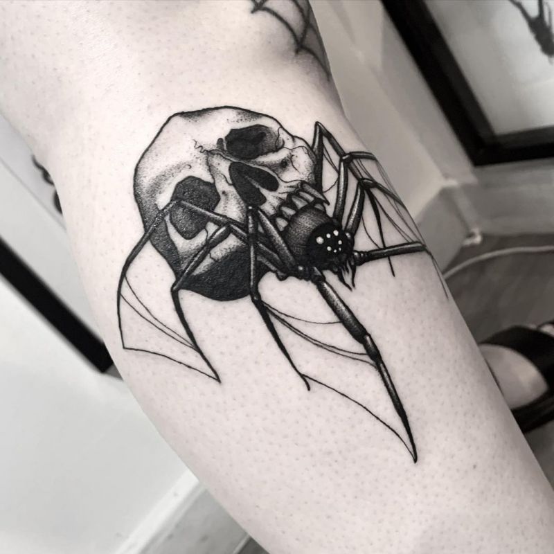 30 Pretty Skull Spider Tattoos You Must Try