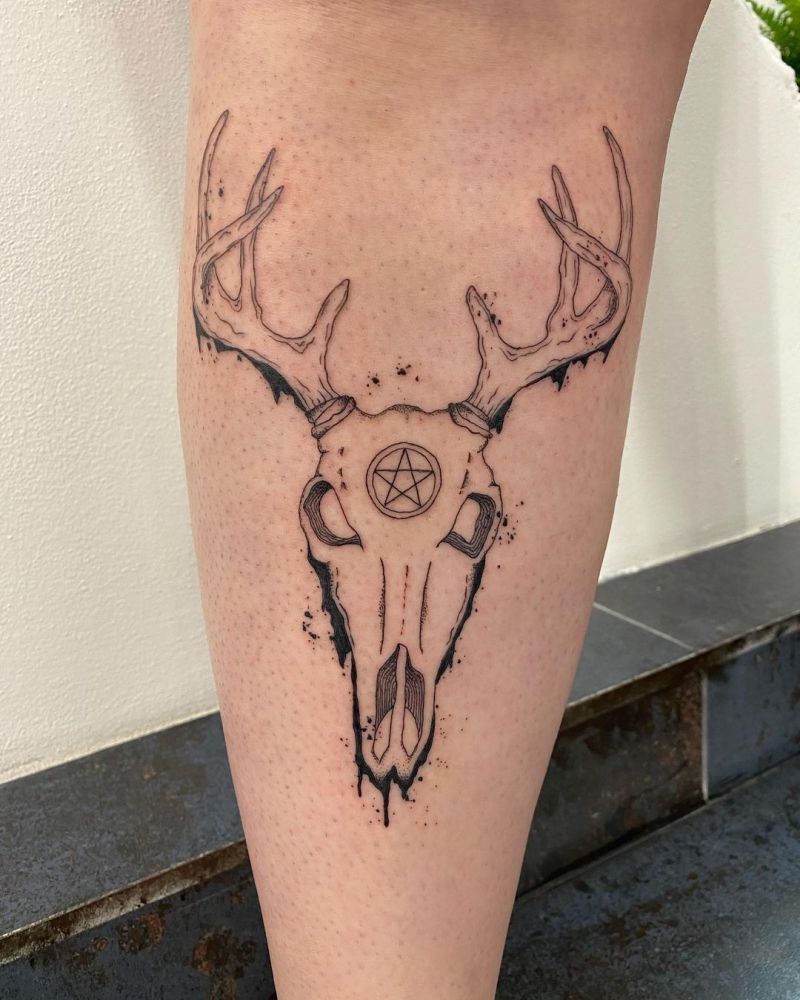 30 Pretty Deer Skull Tattoos Make You More Attractive