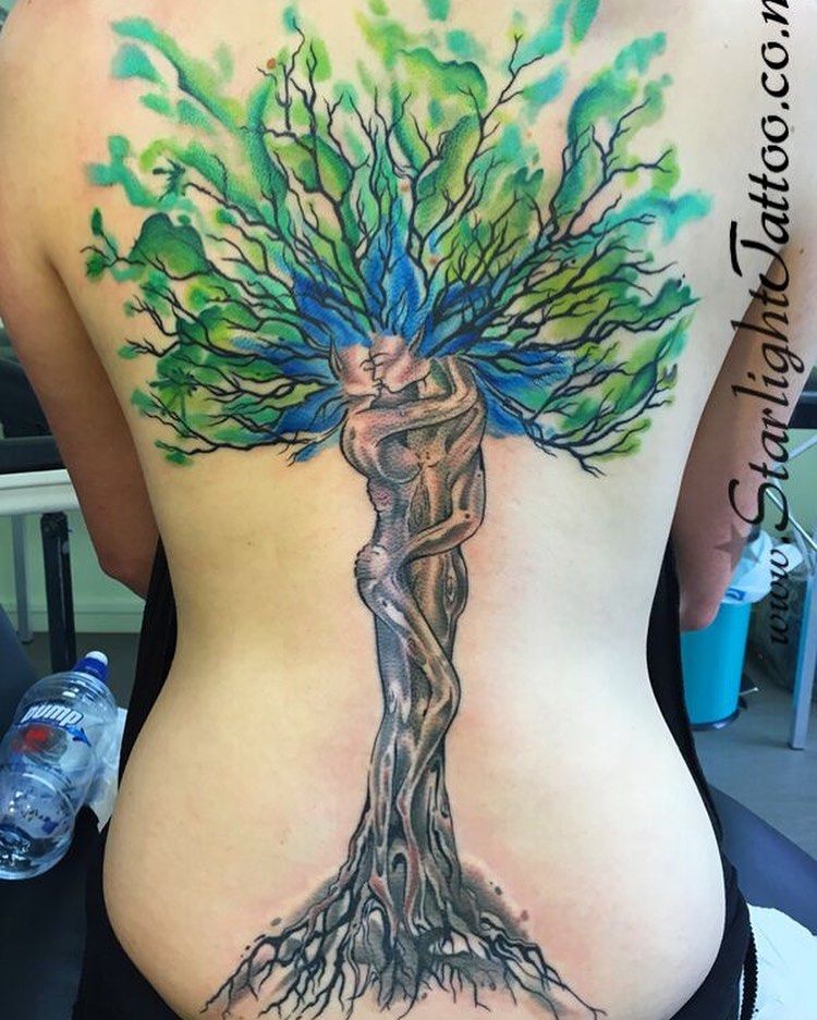 30 Pretty Watercolor Tree Tattoos You Want to Try