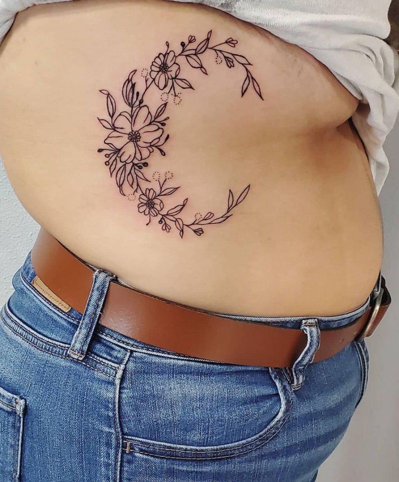 30 Pretty Floral Moon Tattoos Light Up Your Life