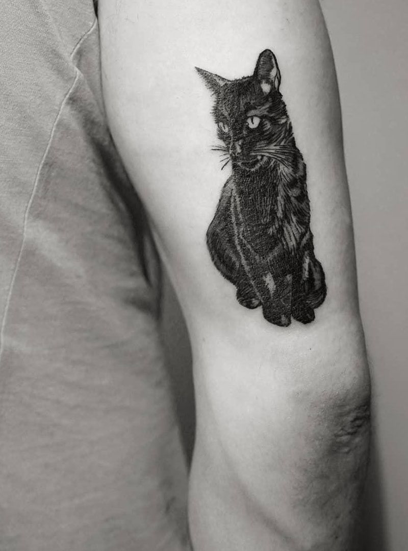 30 Pretty Black Cat Tattoos to Inspire You