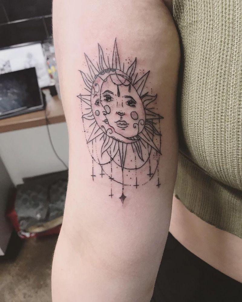 30 Pretty Sun and moon Tattoos Show Your Temperament