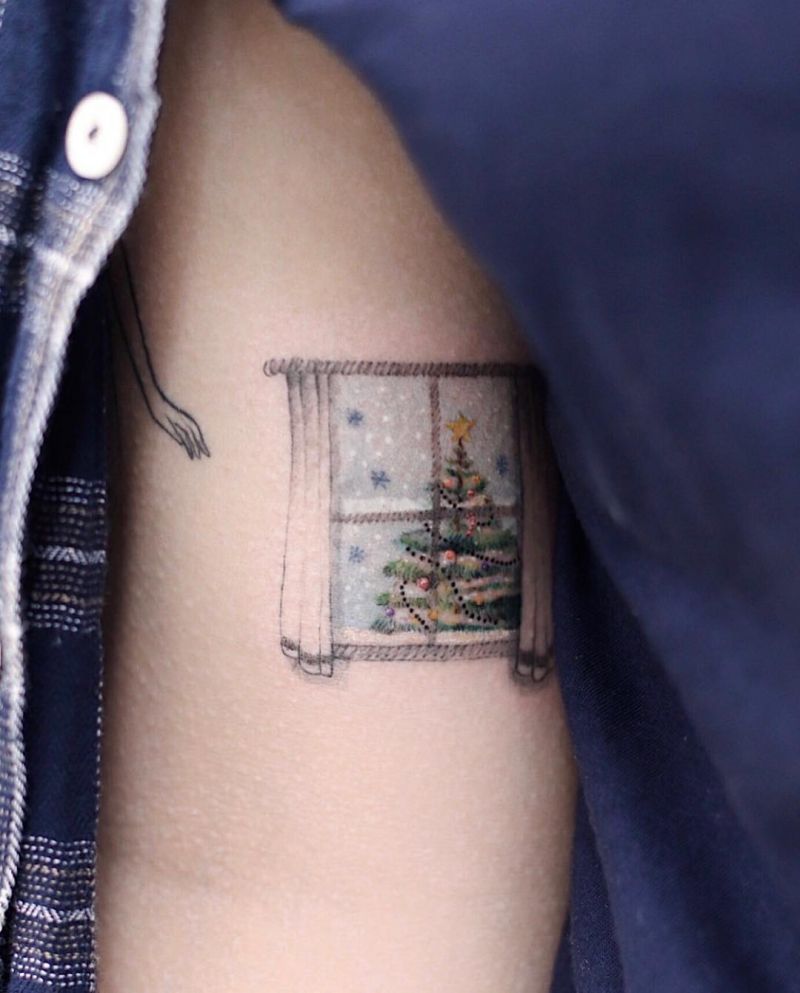 30 Pretty Christmas Tree Tattoos to Celebrate The Festival