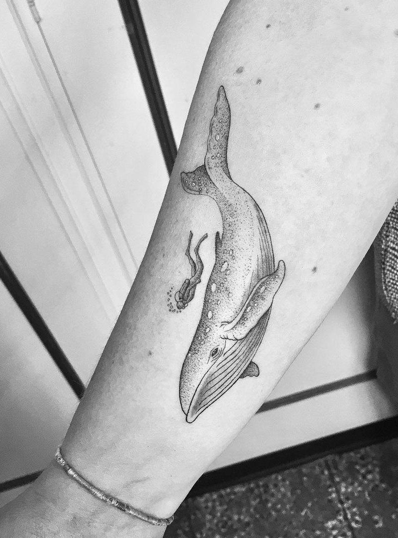 30 Pretty Blue Whale Tattoos You Will Love