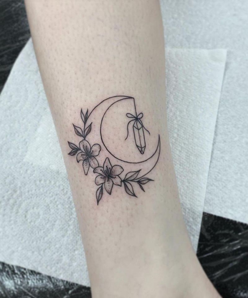 30 Pretty Floral Moon Tattoos Light Up Your Life