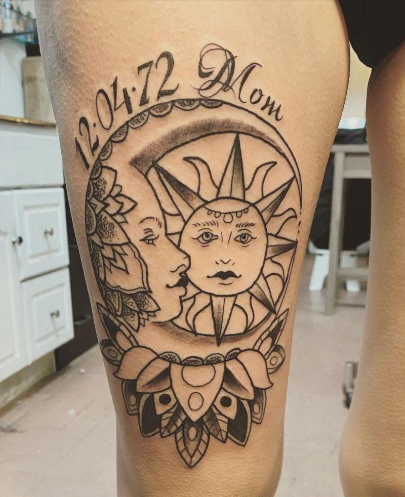 30 Pretty Sun and moon Tattoos Show Your Temperament