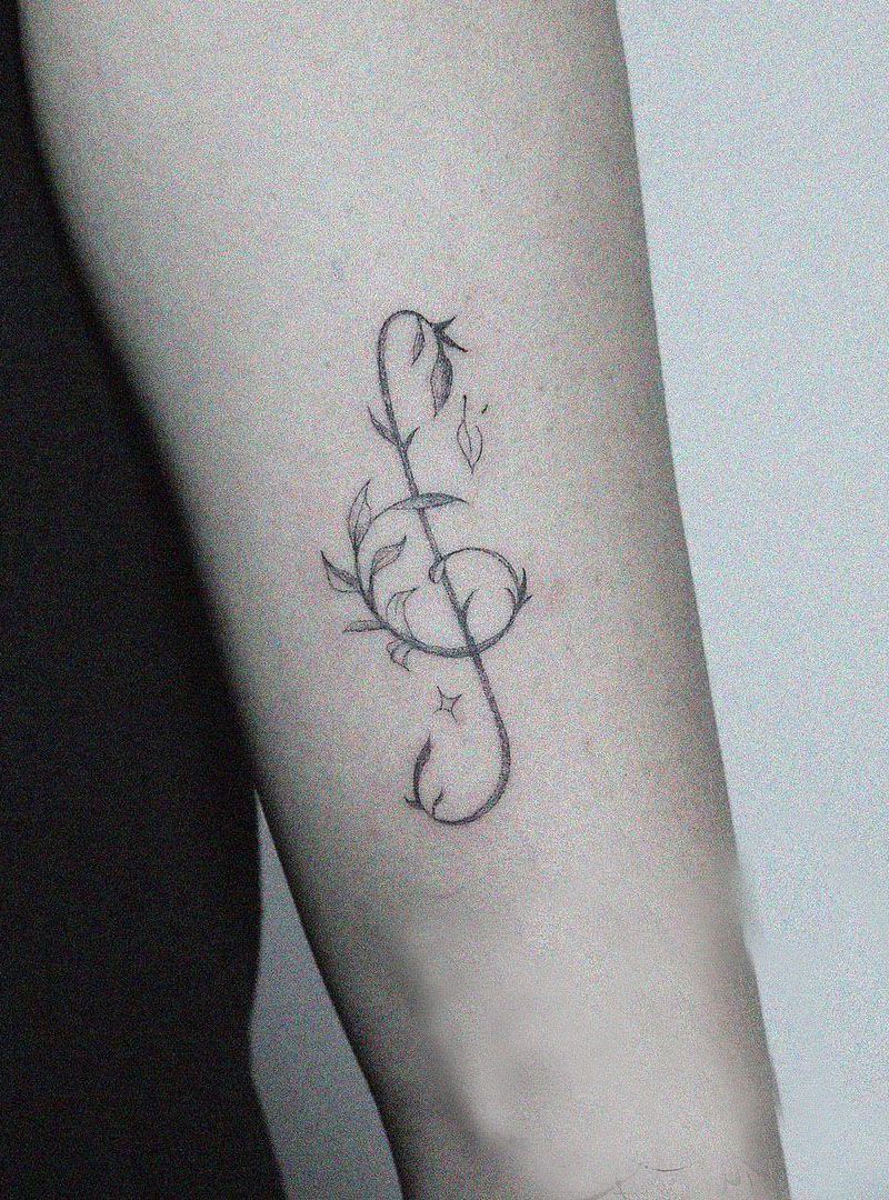 30 Perfect Treble Clef Tattoos Make You Attractive