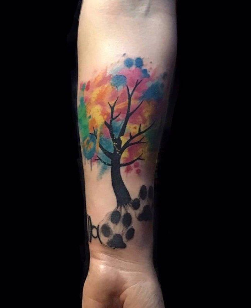 30 Pretty Watercolor Tree Tattoos You Want to Try