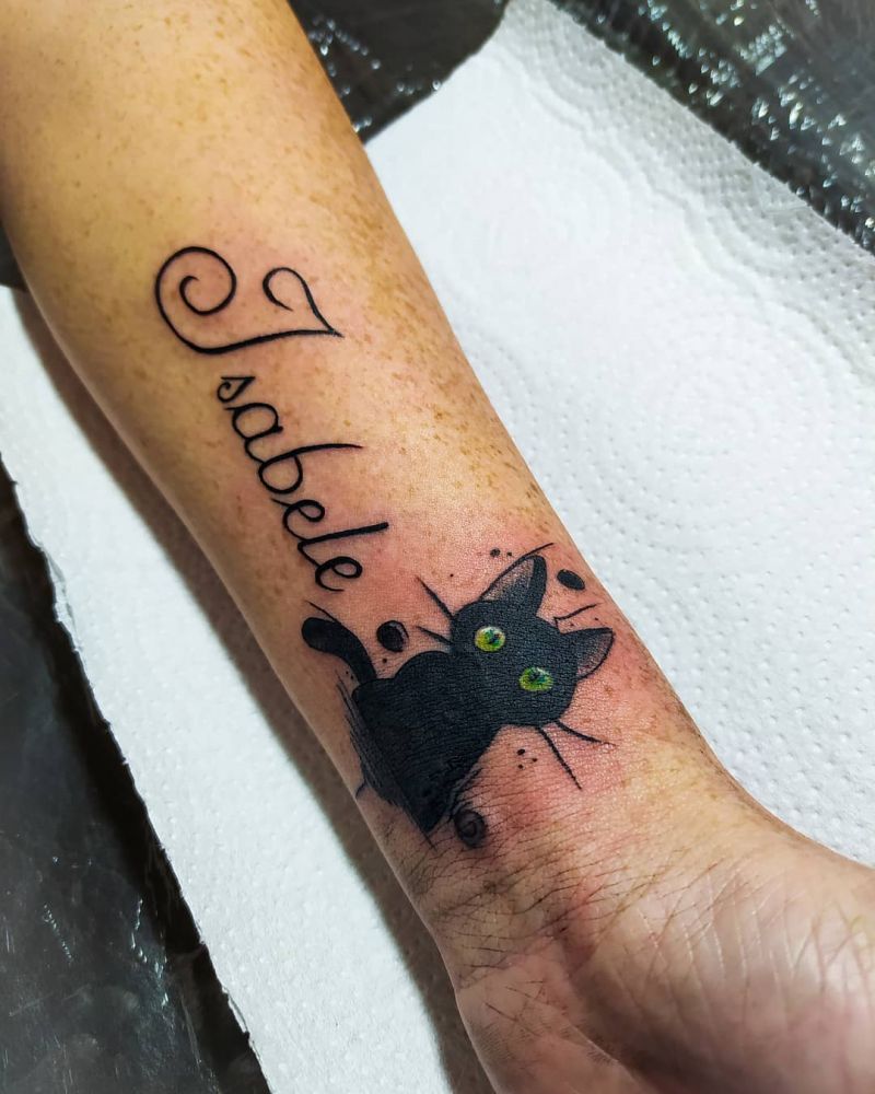 30 Pretty Black Cat Tattoos to Inspire You