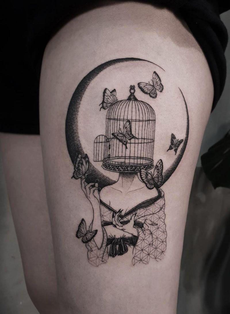 30 Pretty Cage Tattoos You Will Love