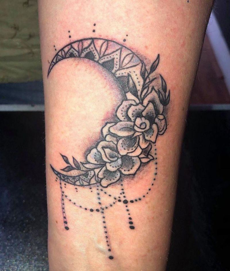 30 Pretty Floral Moon Tattoos Light Up Your Life