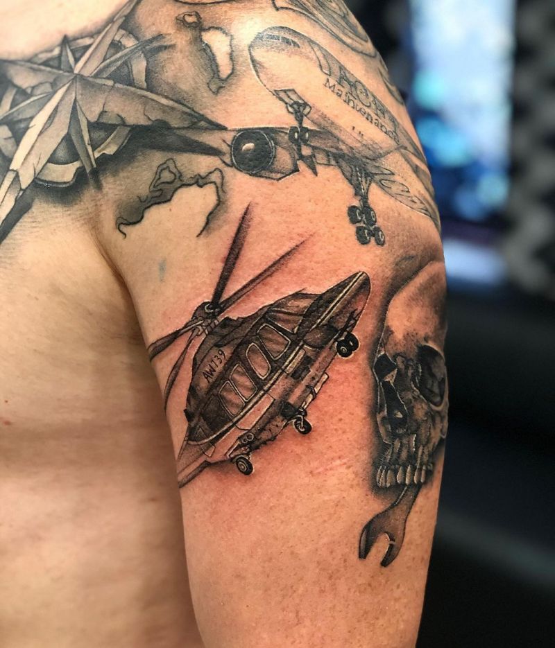 30 Pretty Helicopter Tattoos to Inspire You