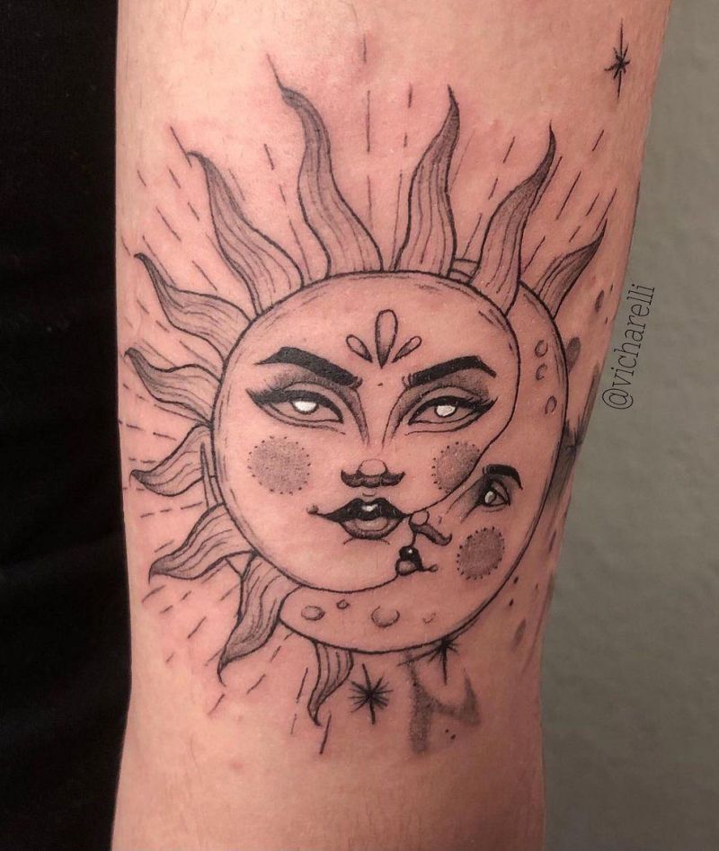 30 Pretty Sun and moon Tattoos Show Your Temperament