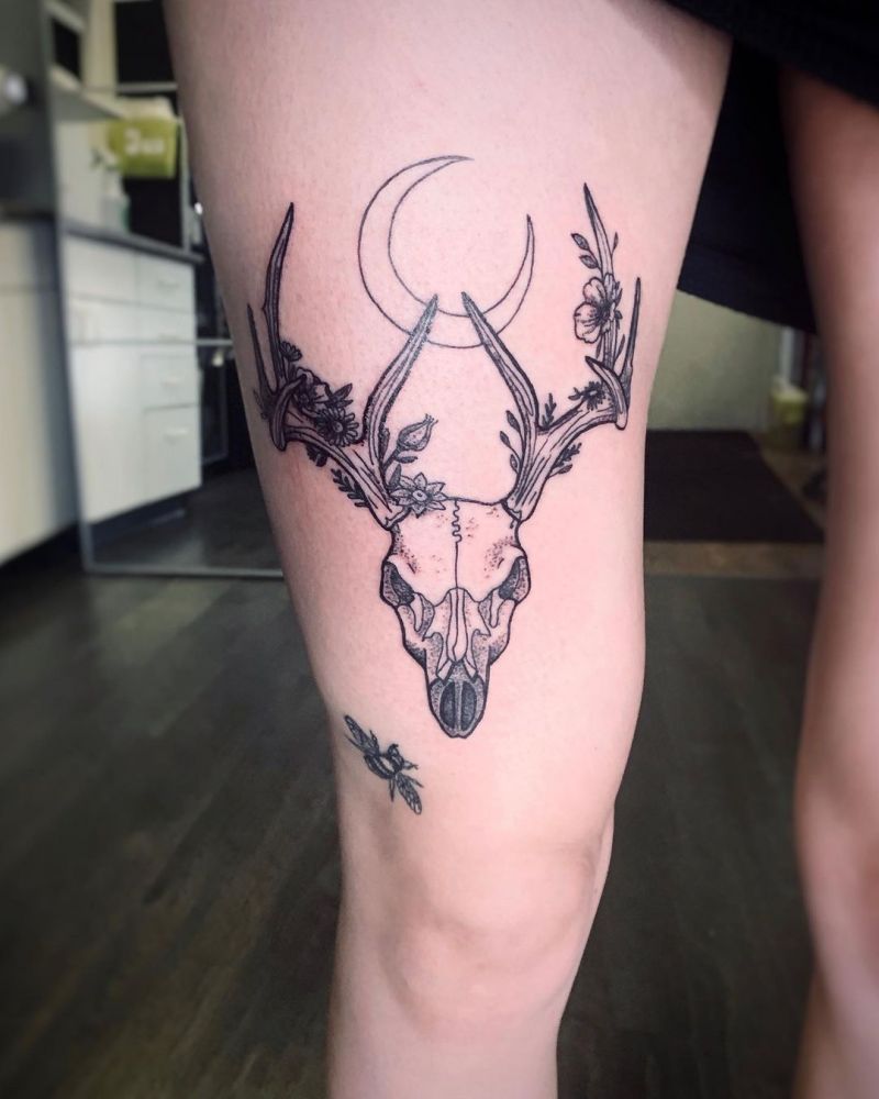 30 Pretty Deer Skull Tattoos Make You More Attractive