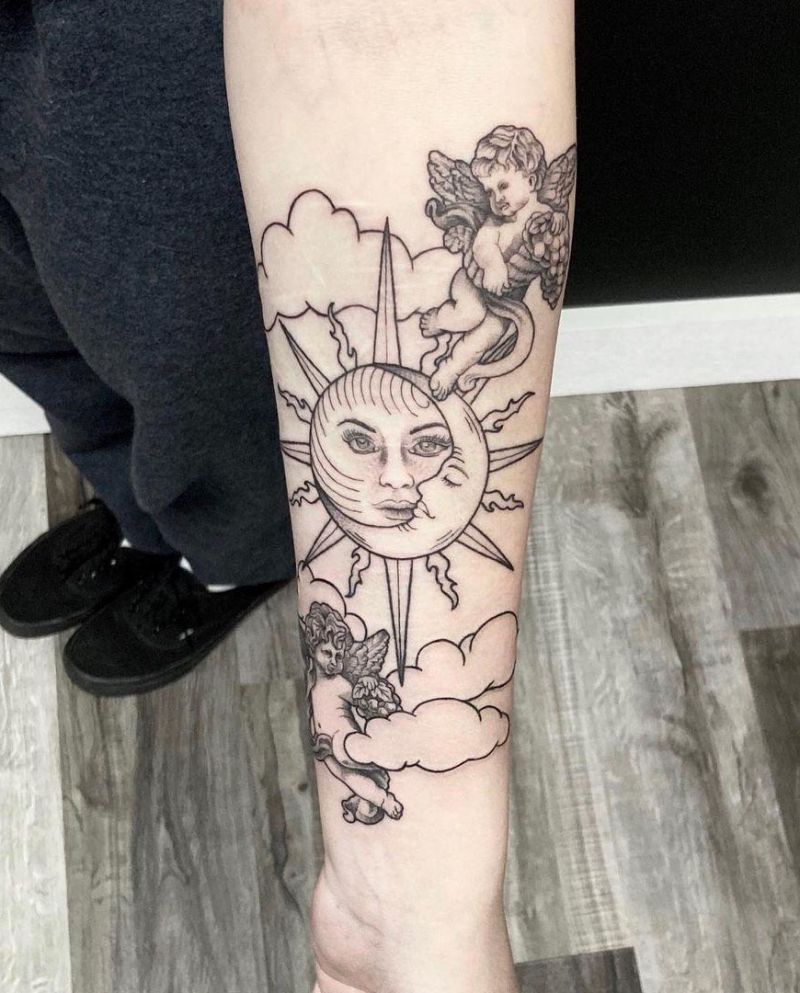 30 Pretty Sun and moon Tattoos Show Your Temperament