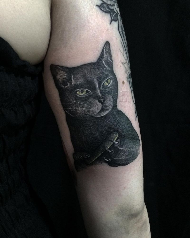 30 Pretty Black Cat Tattoos to Inspire You