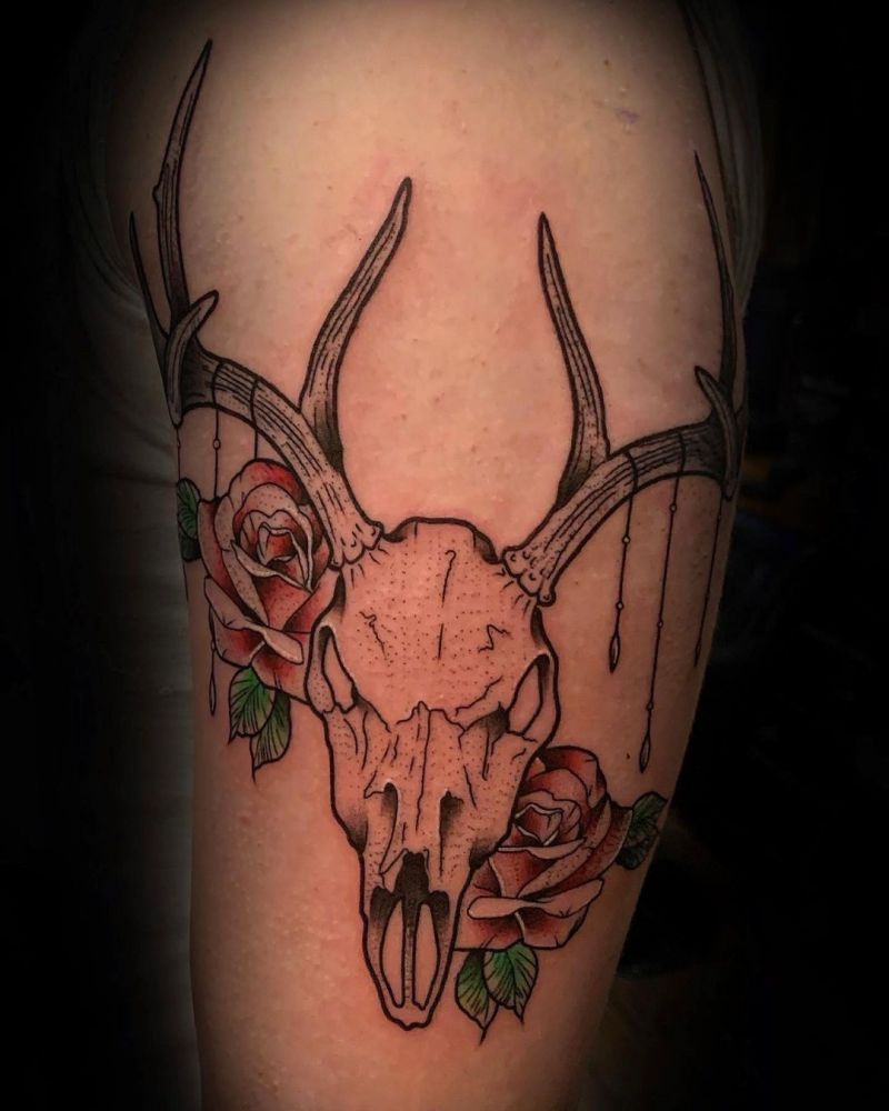 30 Pretty Deer Skull Tattoos Make You More Attractive