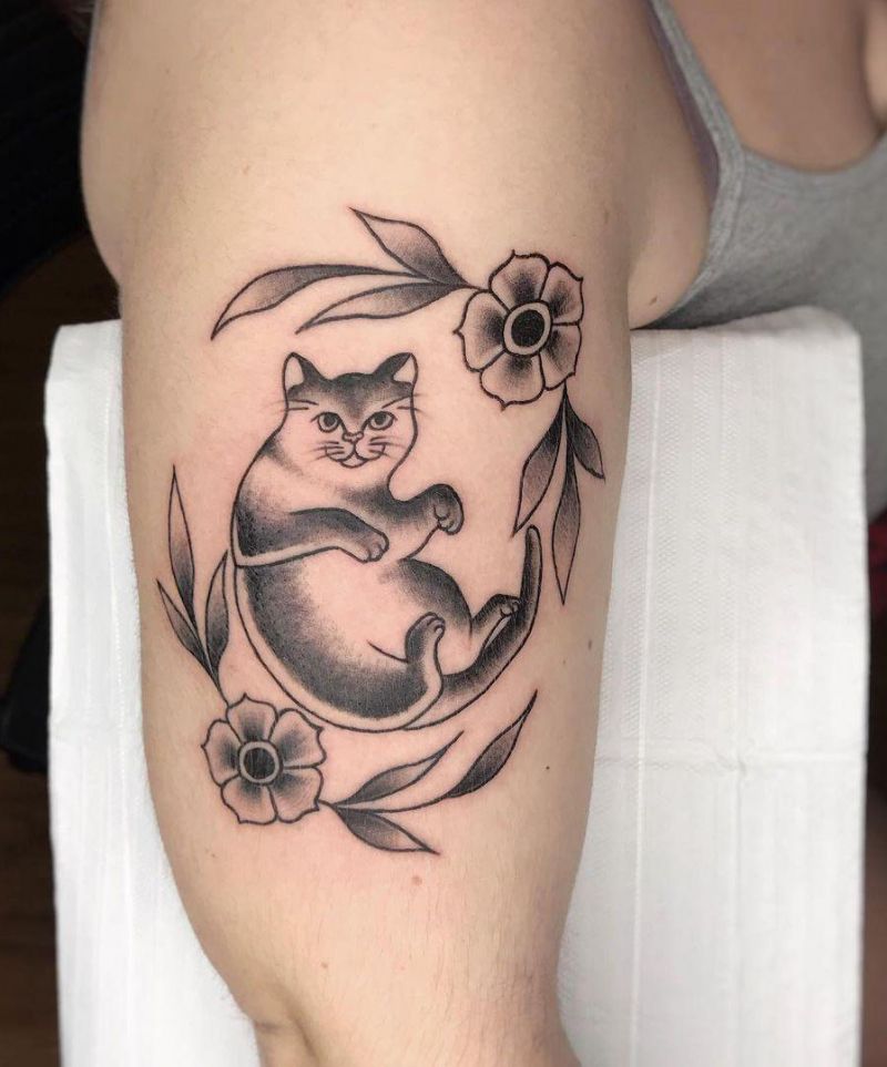 30 Pretty Black Cat Tattoos to Inspire You