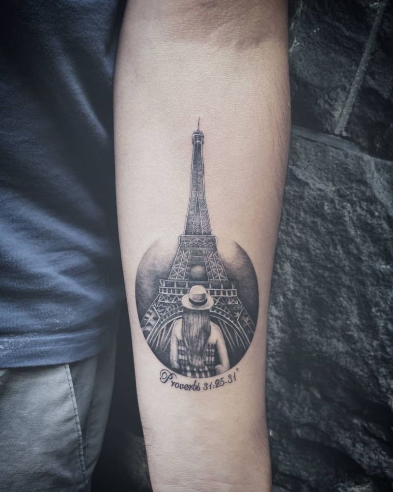 30 Pretty Eiffel Tower Tattoos Make Your Life Full of Romance