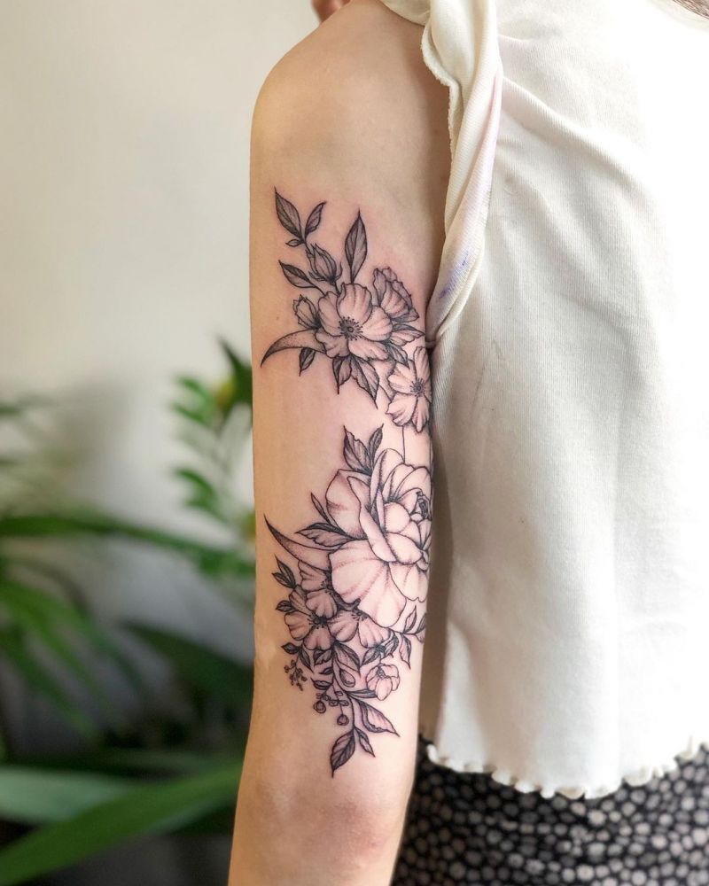 30 Pretty Floral Moon Tattoos Light Up Your Life