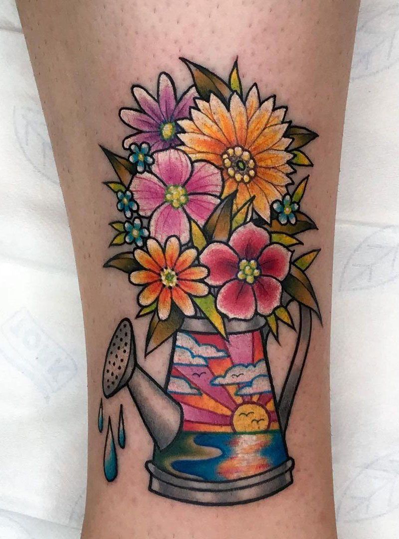 30 Pretty Watering Can Tattoos You Will Love