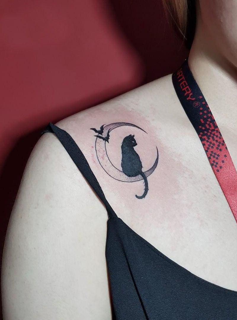 30 Pretty Black Cat Tattoos to Inspire You