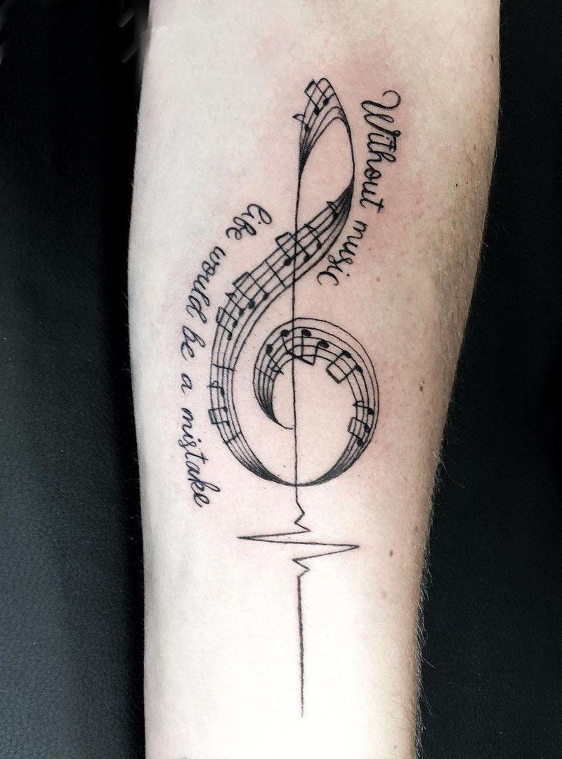 30 Perfect Treble Clef Tattoos Make You Attractive