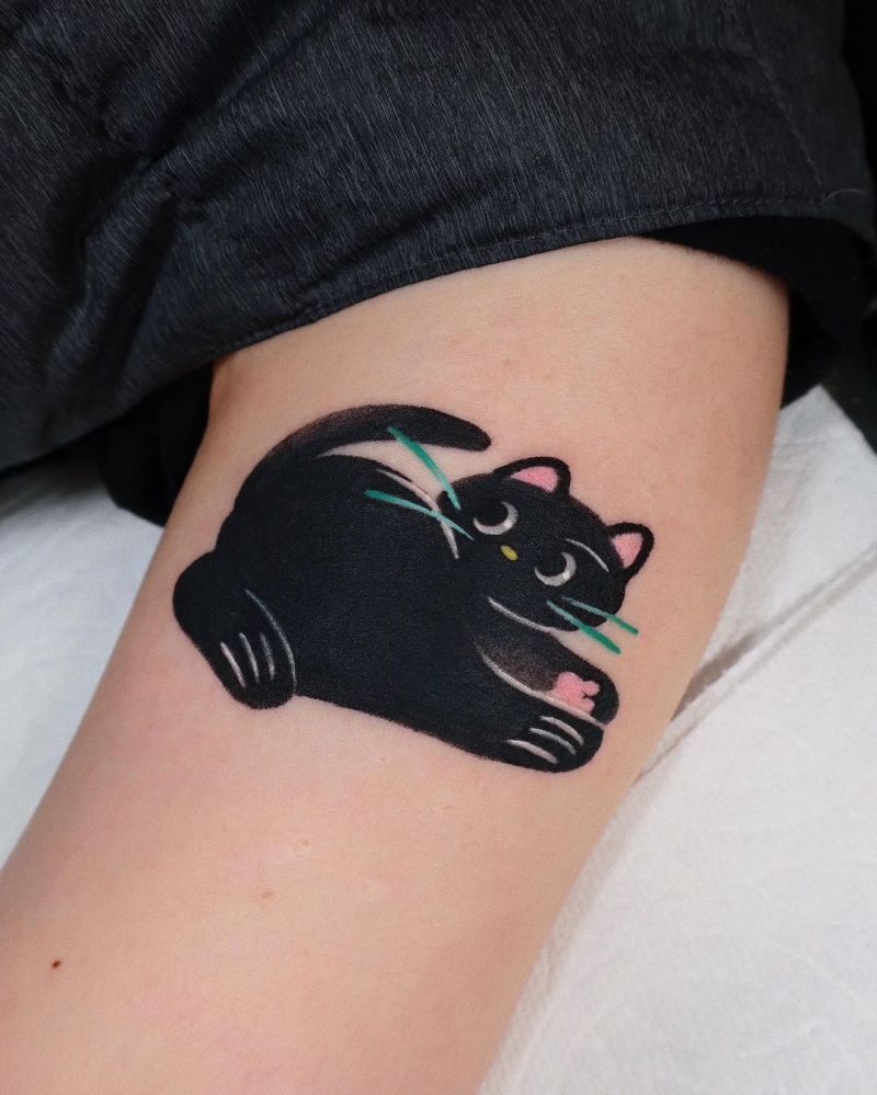 30 Pretty Black Cat Tattoos to Inspire You