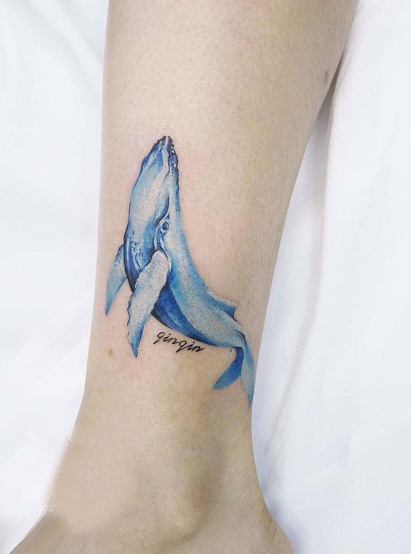 30 Pretty Blue Whale Tattoos You Will Love