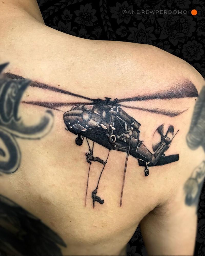 30 Pretty Helicopter Tattoos to Inspire You