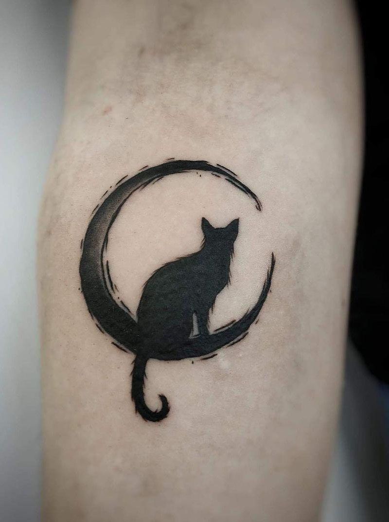 30 Pretty Black Cat Tattoos to Inspire You