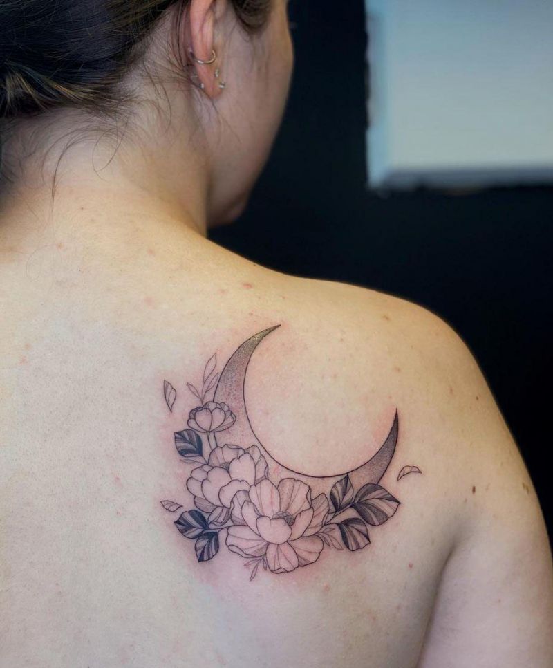 30 Pretty Floral Moon Tattoos Light Up Your Life