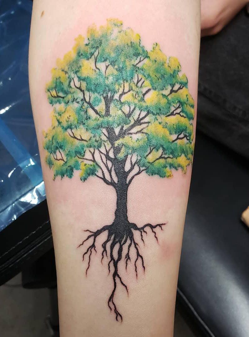 30 Pretty Watercolor Tree Tattoos You Want to Try