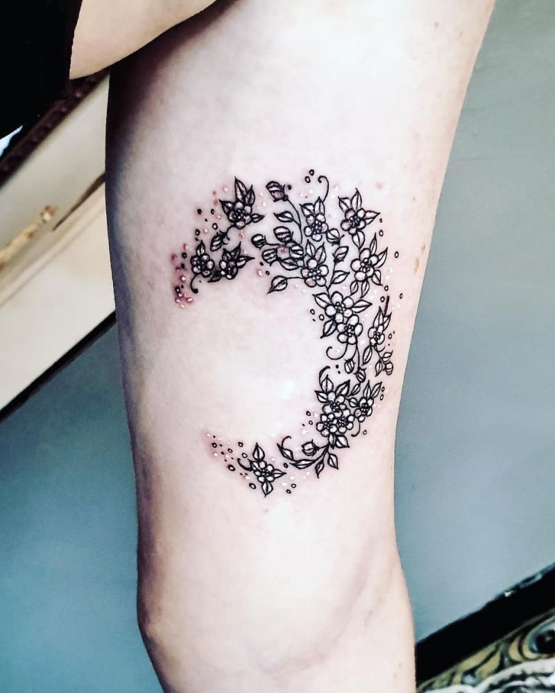 30 Pretty Floral Moon Tattoos Light Up Your Life