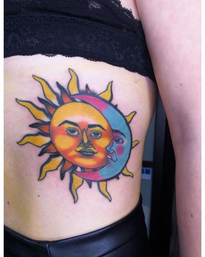 30 Pretty Sun and moon Tattoos Show Your Temperament