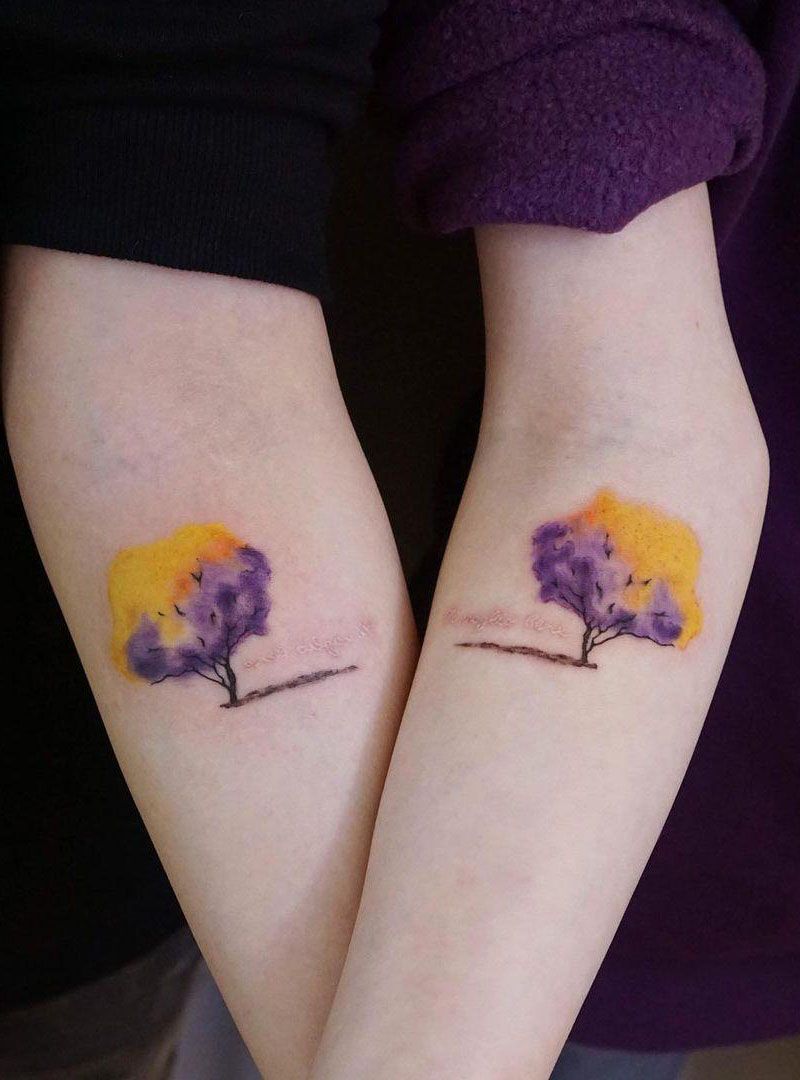 30 Pretty Watercolor Tree Tattoos You Want to Try