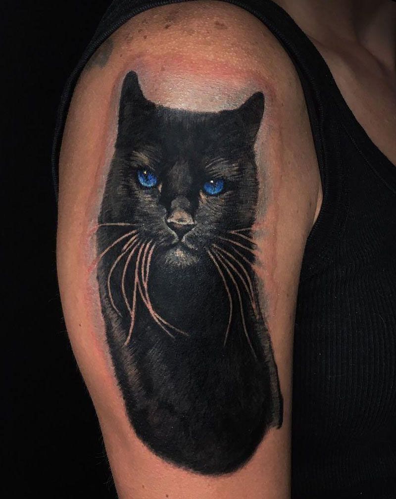 30 Pretty Black Cat Tattoos to Inspire You