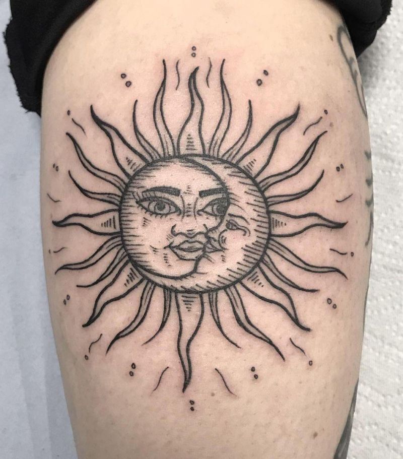 30 Pretty Sun and moon Tattoos Show Your Temperament